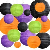 Pheila 18 Pcs Paper Lantern Set Halloween Party Decorations Assorted Sizes Round Hanging Party Decorations For Festival Hallowe