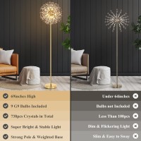 Beslowe 69 Crystal Floor Lamp For Living Room Modern Standing Lamp With 738Pcs K9 Crystals Tall Lamp Pole Light For Bedroom