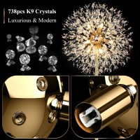 Beslowe 69 Crystal Floor Lamp For Living Room Modern Standing Lamp With 738Pcs K9 Crystals Tall Lamp Pole Light For Bedroom