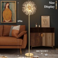 Beslowe 69 Crystal Floor Lamp For Living Room Modern Standing Lamp With 738Pcs K9 Crystals Tall Lamp Pole Light For Bedroom