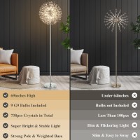 Beslowe 69 Crystal Floor Lamp For Living Room Modern Standing Lamp With 738Pcs K9 Crystals Tall Lamp Pole Light For Bedroom