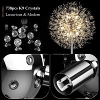 Beslowe 69 Crystal Floor Lamp For Living Room Modern Standing Lamp With 738Pcs K9 Crystals Tall Lamp Pole Light For Bedroom