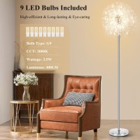 Beslowe 69 Crystal Floor Lamp For Living Room Modern Standing Lamp With 738Pcs K9 Crystals Tall Lamp Pole Light For Bedroom