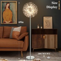 Beslowe 69 Crystal Floor Lamp For Living Room Modern Standing Lamp With 738Pcs K9 Crystals Tall Lamp Pole Light For Bedroom