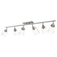 Melucee 6Light Track Lighting Kit Brushed Nickel Semi Flush Mount Ceiling Light Fixture With 6 Rotatable Light Heads Industria