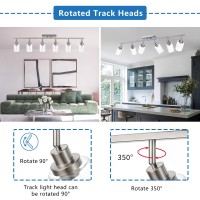 Melucee 6Light Track Lighting Kit Brushed Nickel Semi Flush Mount Ceiling Light Fixture With 6 Rotatable Light Heads Industria