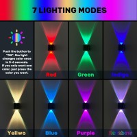 Wonyo 2Leds Multi-Color Solar Wall Lights, Up And Down Lighting Solar Outdoor Light Waterproof Ip65, Solar Fence Light For Yard Garden Garage Pools Deck(4 Pack)