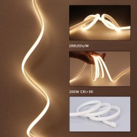 Benlun Ac 110V Cob Led Strip Light Outdoor Waterproof 656Ft 3000K Warm White Super Bright 200W Led Rope Lights Ip65 Flexible