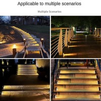 Createstar Solar Step Lights, Stair Fence Triangle Lights Ip67 Outdoor Waterproof Led Deck Light For Garden Yard Patio, Porch, Front Door, Outside, Pathway, Warm White 4 Pack