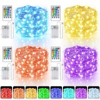 4 Pack 16.5Ft Fairy Lights Battery Operated, 16 Color Changing String Lights With Remote Timer, Rgb Waterproof Twinkle Lights For Indoor Outdoor Room Garden Yard Gift Party Christmas D?Or