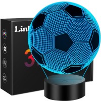 Linkax Soccer Gifts For Kids Boys Girls, Birthday Gifts For Boys, Toys For Ages 8-13, Light Up Soccer Ball 3D Illusion Night Light With 16 Color Changing, Soccer Accessories Stuff Gifts For Sport Fan