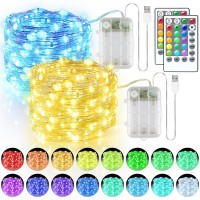 2 Pack 16.5Ft Fairy Lights Battery Operated, 16 Color Changing String Lights With Remote Timer, Rgb Waterproof Twinkle Lights For Indoor Outdoor Room Garden Yard Gift Party Christmas D?Or