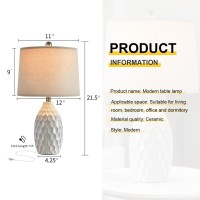 Usumkky 215 Modern Ceramic Table Lamp Set Of 2 Industrial Boho Metal Bedside Lamp For Living Room Office Nightstand Lamp For