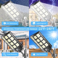 Jadisi 2Pack 3200W Solar Street Light Solar Street Lights Outdoor Waterproof 240000Lm 7000K Solar Parking Lot Lights Dusk To D