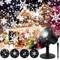 Aandz Christmas Snowflake Projector Light, Hd Dynamic Led Snow Lights Projection, Ip65 Waterproof Outdoor Indoor Holiday Projection Lamp Decoration For Xmas Holiday, New Year, House, Party