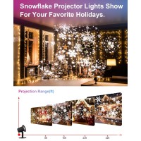 Aandz Christmas Snowflake Projector Light, Hd Dynamic Led Snow Lights Projection, Ip65 Waterproof Outdoor Indoor Holiday Projection Lamp Decoration For Xmas Holiday, New Year, House, Party