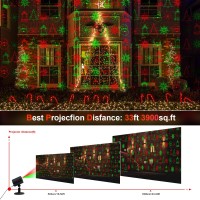 Christmas Laser Projector Lights, Ip65 Waterproof Laser Light With Rf Control, Red And Green Christmas Decorative Patterns Stage Light Projectors For Indoor Outdoor Garden Patio Wall Parties Xmas Deco