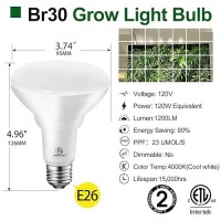 Energetic Led Grow Light Bulbs For Indoor Plants 12W 4000K Br30 Plant Light Bulb 120 Watt Equivalent Full Spectrum Grow Light