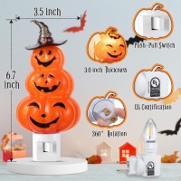 Meonum Halloween 3 Pumpkin Night Light Plug Into Wall Bright Orange Pumpkin Fall Seasonal Light Powered By C7 Led Bulb Decorati