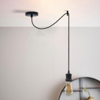 Ledsone Vintage Industrial Spider Ceiling Hanging Lamp Kit, 2M Fabric Adjustable Chandelier 3 Hearts Hanging Lamp Kit, Lamp Socket E27 Max 60W (Black)