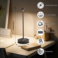 Ljxiioo Rechargeable Cordless Table Lamp,Led Desk Lamp,4000Mah Battery Operated Portable Table Light,Touch Stepless Dimming Table Lamps For Restaurant/Bar/Indoor/Outdoor (Black-2Pc)