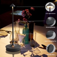 Ljxiioo Rechargeable Cordless Table Lamp,Led Desk Lamp,4000Mah Battery Operated Portable Table Light,Touch Stepless Dimming Table Lamps For Restaurant/Bar/Indoor/Outdoor (Black-2Pc)