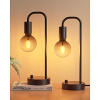 Industrial Small Table Lamp For Bedroom, Fully Dimmable Modern Beside Lamps With 2700K Warm Light Bulb For Kids Reading, Minimalist Nightstand Lamps For Living Room, Dorm,Office (Led Bulb Included)