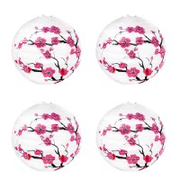 Lyart 4Pcs Chinese Japanese Cherry Design Paper Lantern Lamp Shade For Restaurant Church Wedding Gift Party Favors Diy Decoratio