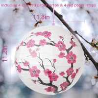 Lyart 4Pcs Chinese Japanese Cherry Design Paper Lantern Lamp Shade For Restaurant Church Wedding Gift Party Favors Diy Decoratio