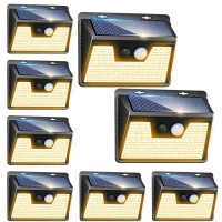 Peasur Solar Lights Outdoor Waterproof [6 Pack/140Led], Warm White Solar Motion Sensor Light Ultra-Bright, 3 Modes Solar Fence Lighting, Solar Security Wall Lights For Garden Yard Garage Patio(500Lm)