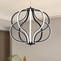 With Light Forward Modern Led Chandelier Black Adjustable Hanging Chandelier Easy To Install Suitable For Foyer Dining Room