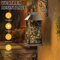 Aytpu Solar Lanterns Outdoor Hanging Waterproof Fairy Lantern Solar Lights Upgraded Solar And Aaa Battery Powered Making Perfe