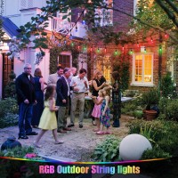 Wenfeng 48Ft Outdoor Rgb String Lights With Remote Control Cafe Led String With 152 Bulb Dimmable Commercial Light For Patio