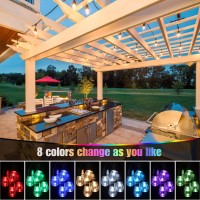 Wenfeng 48Ft Outdoor Rgb String Lights With Remote Control Cafe Led String With 152 Bulb Dimmable Commercial Light For Patio