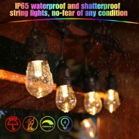 Wenfeng 48Ft Outdoor Rgb String Lights With Remote Control Cafe Led String With 152 Bulb Dimmable Commercial Light For Patio