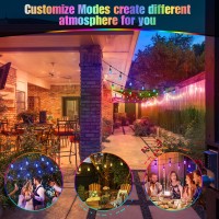 Wenfeng 48Ft Outdoor Rgb String Lights With Remote Control Cafe Led String With 152 Bulb Dimmable Commercial Light For Patio