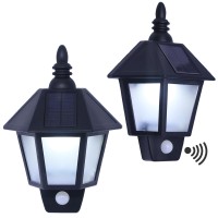 Bairayen 2Pack Solar Outdoor Wall Lights Dusk To Dawn Decorative Solar Sconce Lights Waterproof Solar Porch Lights Outdoor Motion Sensor Wireless Exterior Lights For House Yard Gate Fence Shed Garage