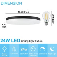 Dllt Dimmable Led Flush Mount Ceiling Light Fixture With Remote Black 13Inch 24W 3000K6000K Light Color Adjustable Modern Ult