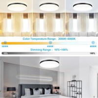 Dllt Dimmable Led Flush Mount Ceiling Light Fixture With Remote Black 13Inch 24W 3000K6000K Light Color Adjustable Modern Ult