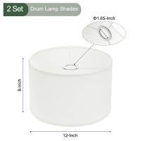 Yokive 2 Set Drum Lamp Shades, Table Lamps Floor Lamps | Provide Warm Light Great For Living Room, Bedroom, Study Room, Office (Cream, 12