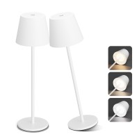 Aipsun 2 Pack White Cordless Table Lamp 6200Mah Battery Powered Table Lamp 3 Color Temperatures Stepless Dimmable Led Modern Portable Table Light For Home/Outdoor