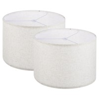 Patikil Drum Lamp Shades Set Of 2 13X13X9 Linen Round Lamp Shade For Table Lamps Easy Assembly Lampshade For Table Lamps