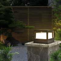 Dahgeo 2 Pack Outdoor Post Cap Light Modern High Voltage Wired Fence Deck Column Cap Lamp Landscape Lighting Energy Saving Rustproof Pillar Lights Square Fence Guardrail Doorway Porch Pillar Lamp