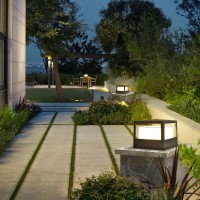 Dahgeo 2 Pack Outdoor Post Cap Light Modern High Voltage Wired Fence Deck Column Cap Lamp Landscape Lighting Energy Saving Rustproof Pillar Lights Square Fence Guardrail Doorway Porch Pillar Lamp