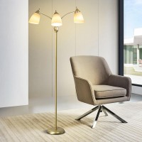 Dllt 3 Head Floor Lamp, Multi Light Standing Lamp, Modern Tree Floor Lamp With Adjustable Gooseneck Arms, Led Tall Standing Lamp For Reading, Living Room, Bedroom, Kids Room, Gold, E26 Base