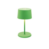 Zafferano Olivia Pro Mini Table Lamp (Color: Green) In Aluminum, Ip54 Protection, Indoor/Outdoor Use, Contact Charging Base Included, 9