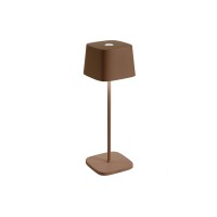 Zafferano Ofelia Pro Table Lamp (Color: Rust), Aluminum, Ip54 Protection, Indoor/Outdoor Use, Contact Charging Base Included, 11