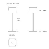 Zafferano Ofelia Pro Table Lamp (Color: Rust), Aluminum, Ip54 Protection, Indoor/Outdoor Use, Contact Charging Base Included, 11