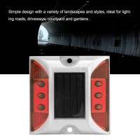 Cheotime Led Road Reflector, Solar Power Ground Marker Lights Waterproof Road Ground Light Outdoor Driveway Road Highway Spike Lamp(Red)