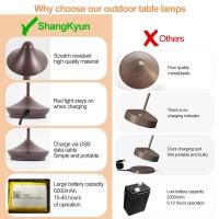 Shangkyun 2 Pack Rechargeable Table Lamps,Upgraded Portable Led Cordless Desk Lamp, 6000Mah Battery Operated Table Light, 3 Color Stepless Dimmable Night Light For Restaurant/Indoor/Outdoor (Brown1)